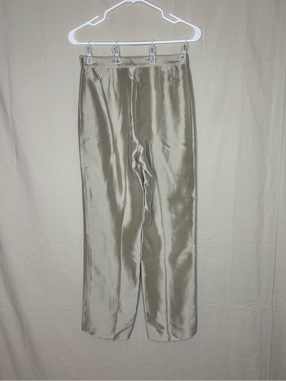 Ann Taylor Satin Straight-Leg Pants in Light Taupe/Champagne